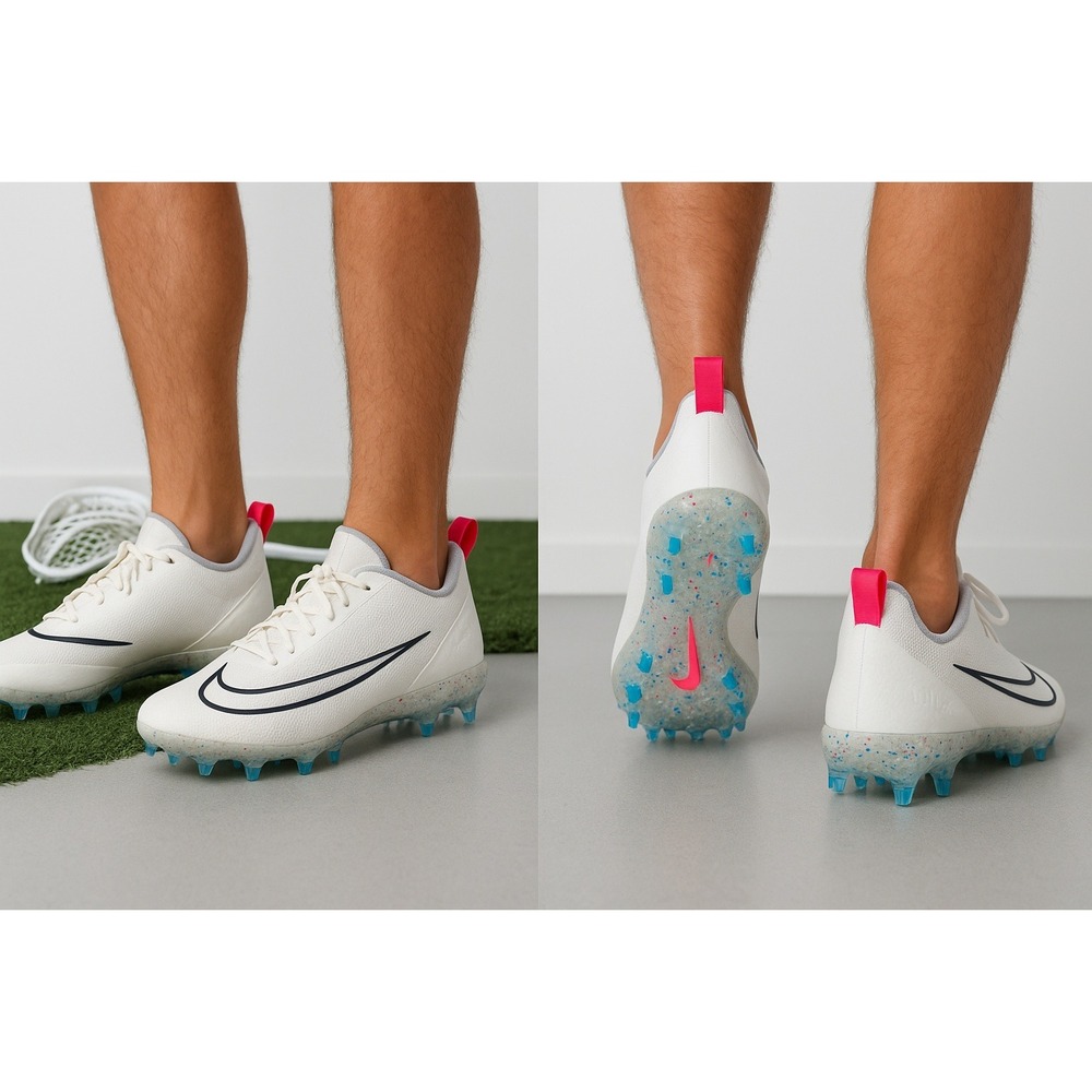 Nike Alpha‎ Huarache 8 Elite Lacrosse Cleats White Pink Blue Size 9.5 Men CW4439